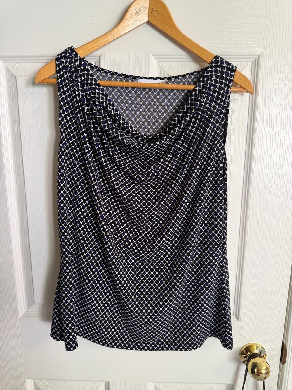 Calvin Klein Navy and White Geo Cowl Neck Camisole